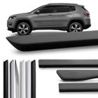 Jogo de Friso Lateral Jeep Compass 2017 2018 2019 2020 Cromado Preto com Grafia Tipo Borrachão - SP