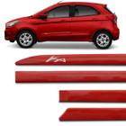 Jogo De Friso Lateral Ka Hatch Sedan 2014 A 2020 Vermelho Arpoador Facão Com Grafia Tipo Borrachão
