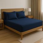 Jogo De Lençol 400 Fios Percal Poliéster Liso Toque Macio com Elástico Diversos Tamanho Solteiro Casal Queen King Size