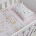 Jogo de Lençol Berço Americano C/ Vira 3 Pçs 100%Algodão Menina Menino - Papi