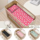 Jogo de Lençol Berço Americano em Malha com Elástico Antialérgico Menina ou Menino - 70% Algodão e 30% Poliéster - 70 cm x 1,30 cm x 12 cm