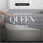 Jogo de Lençol Cama Casal Queen 3 Peças Liso CINZA