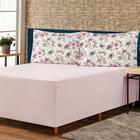 Jogo de Lençol p/ Cama Box Complet Floral Rosa Casal Queen 03 Peças - Percal 140 Fios - Cama Conjugada Dispensa Saia