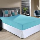Jogo De Lençol Queen 3 Pçs 100% Algodão Slim Azul Claro 158 x 198 x 35 cm