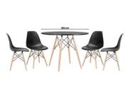 Jogo De Mesa 4 Cadeiras Pretas Eames Eiffel 90Cm Base Madeir - Universal Mix