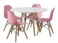 Jogo De Mesa Branca E 4 Cadeiras Rosa Infantil Eames Varias Cores