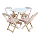 Jogo de Mesa com 4 Cadeiras de Madeira Dobravel 70x70 Ideal para Bar e Restaurante - sem Pintura/cru