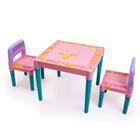 Jogo de Mesa e Cadeiras Infantil Educativa Conjunto Com 1 Mesa e 2 Cadeiras Rosa Para Crianças Mesinha Didática Menina Com Alfabeto e Números Tritec