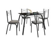 Jogo de Mesa Lotus Preto 107cm com 4 Cadeiras 119 Preto/Platina - Artefamol