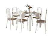 Jogo de Mesa Malva Branco 140cm com 6 Cadeiras 121 Branco/Rattan - Artefamol