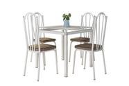 Jogo de Mesa Malva Branco 75cm com 4 Cadeiras 121 Branco/Rattan - Artefamol