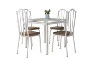 Jogo de Mesa Malva Branco 75cm com 4 Cadeiras 121 Branco/Rattan - Artefamol