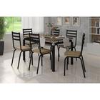 Jogo de Mesa Malva Preto 140 cm com 6 Cadeiras 118 Preto Rattan Artefamol