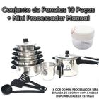 Jogo de Panela 10 Peças Polido Mini Processador Manual