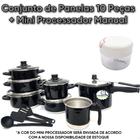 Jogo de Panela 10 Peças Preto Mini Processador Manual