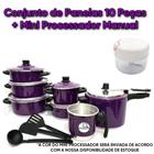 Jogo de Panela 10 Peças Roxo Mini Processador Manual - Alumínio AMJ