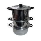 Jogo De Panela Alumínio Kit Feijoada Caldo 3 Peças 22/24/26