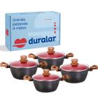 Jogo de Panela Caçarola 4 Peças Cerâmica Red Marble Duralar