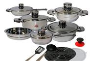 Jogo de Panelas 19 Pçs em Aço cirúrgico Inox 9 camadas.