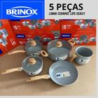 Jogo de Panelas 5 Peças Antiaderente Ceramic Life Premium Easy Cinza Brinox