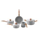 Jogo de Panelas 5 peças Revestimento Antiaderente ProCeramic Premium e Mineral Resist Cor Gris Linha Ceramic Life Easy Brinox