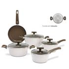 Jogo de Panelas Antiaderente Cerâmica Cooktop Fogão Indução Brinox Conjunto Organika Kit 5 Peças