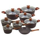 Jogo de Panelas Antiaderente Ceramica Cooktop Fogão Indução Kit 8 Peças Conjunto Marmol