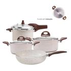 Jogo de Panelas Antiaderente Ceramica Vanilla Cooktop Fogão Indução Kit 4 Peças Conjunto Brinox