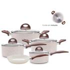 Jogo de Panelas Antiaderente Ceramica Vanilla Cooktop Fogão Indução Kit 5 Peças Conjunto Brinox