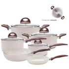 Jogo de Panelas Antiaderente Ceramica Vanilla Cooktop Fogão Indução Kit 6 Peças Conjunto Brinox