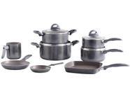 Jogo de Panelas Brinox Antiaderente de Alumínio - Cinza 8 Peças Smart Plus Ceramic Life