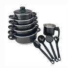 Jogo De Panelas Preto Em Alumínio Com Talheres