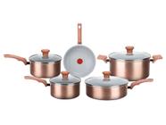 Jogo de Panelas Rochedo Cerâmico de Alumínio Rose Gold Fundo Triplo 5 Peças Ceramic