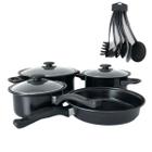 Jogo de Panelas Tampa de Vidro Frigideira Utensilios Cozinha Preparo Refeiçao Rapido Cozimento Antiaderente