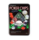 Jogo de Poker Fichas Chips 100 peças e Lata Decorativa
