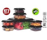 Jogo De Potes  Mantimentos Marmitas Vasilhas Plasticas Para Freezer e Microondas Kit Com 7 Peças