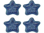 Jogo de Pratos Estrela de Cerâmica Azul Raso - de Servir Bon Gourmet Ocean 4 Peças