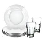 Jogo De Pratos Fundos Aparelho De Jantar Em Vidro 12 Peças