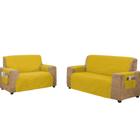 Jogo de protetor de sofá para sofá couro 3 e 2 lugares com fixador
