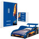 Jogo De Quarto Carro Azul Infantil Stock Car Bebe Solteiro  Menino corrida Guarda-roupa cama de solteiro