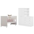 Jogo de Quarto Guarda Roupa, Cômoda e Berço Reto Branco