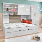 Jogo de Quarto Infantil Jade 4 Peças - Roupeiro 2 portas, Módulo Aéreo e Cama com Auxiliar - Phoenix Baby