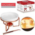 Jogo De Rechaud Para Queijo De Ceramica Panela / Disco / Faca / Suporte Metalizado Rose Gold Hauskraft