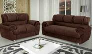 Jogo de sofá 2 e 3 lugares 7025 tecido suede aveludado marrom-bonequinha móveis