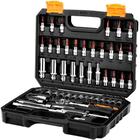 Jogo de Soquetes e Jogo de Bits em Soquetes de 1/4 Pol. em CRV com 53 peças DEKO
