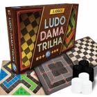 Jogo de Tabuleiro 3 em 1: Ludo, Dama e Trilha - Pais e Filhos