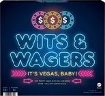 Jogo de tabuleiro de festa familiar WITS & Wagers Vegas Edition Trivia com tapete de feltro de 28 x 11 polegadas, quadros apagáveis a seco, marcadores apagáveis a seco, cartões de perguntas, fichas de pôquer e fichas de apostas, presente para mais de