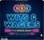 Jogo de tabuleiro de festa familiar WITS & Wagers Vegas Edition Trivia com tapete de feltro de 28 x 11 polegadas, quadros apagáveis a seco, marcadores apagáveis a seco, cartões de perguntas, fichas de pôquer e fichas de apostas, presente para mais de