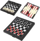 Jogo de tabuleiro magnético 3x1: xadrez, damas e gamão - Amigold