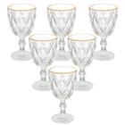 Jogo de Taças de Vidro Diamond Fio de Ouro 320ml 6 peças - Hauskraft Premium
